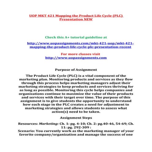 Uop mkt 421 mapping the product life cycle