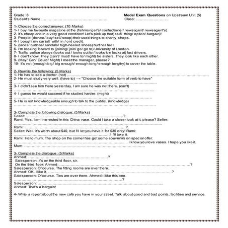 Upstream B2 Worksheet Unit 5 | DOCX
