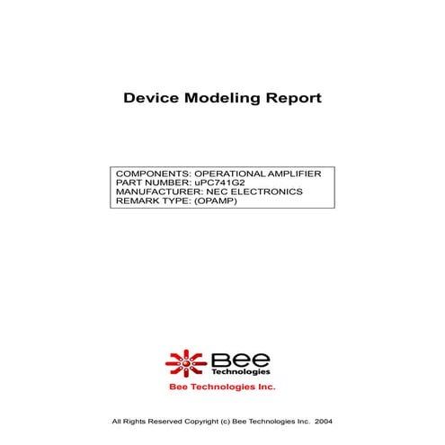SPICE MODEL of uPC741G2 in SPICE PARK