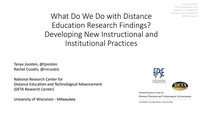 What Do We Do with Distance Education Research Findings? Developing New Instr...