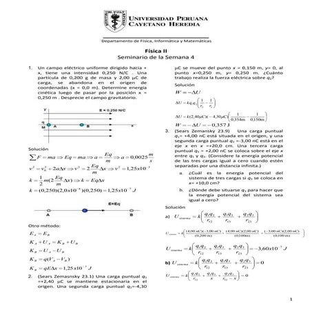 Seminario de la semana 4 . Potencial eléctrico