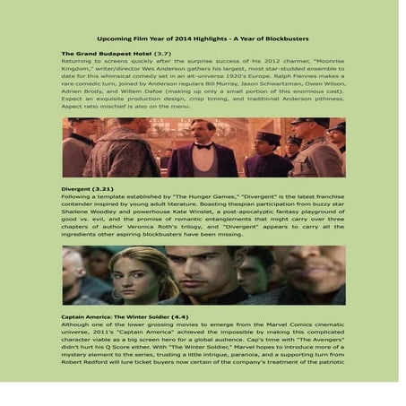 Upcoming Film Year of 2014 Highlights - A Year of Blockbusters