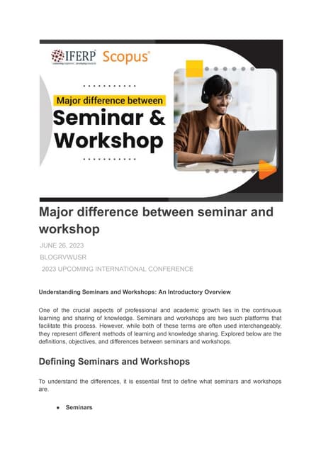 How to conduct seminars | PPTX | Homework and Study | Education
