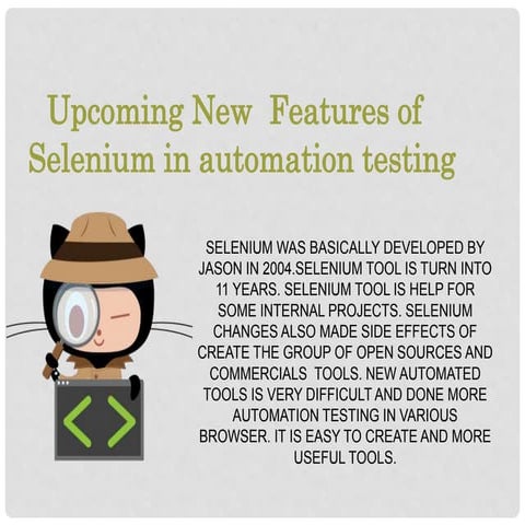 Upcoming new features of selenium in automation testing | PPT