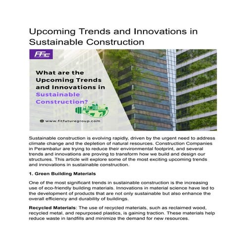 Sustainability In Construction | PDF
