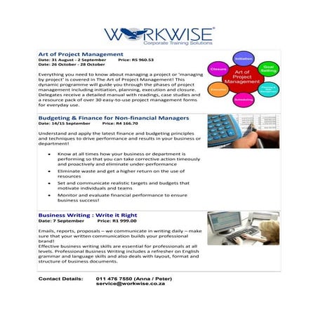 Upcoming workwise public courses PDF