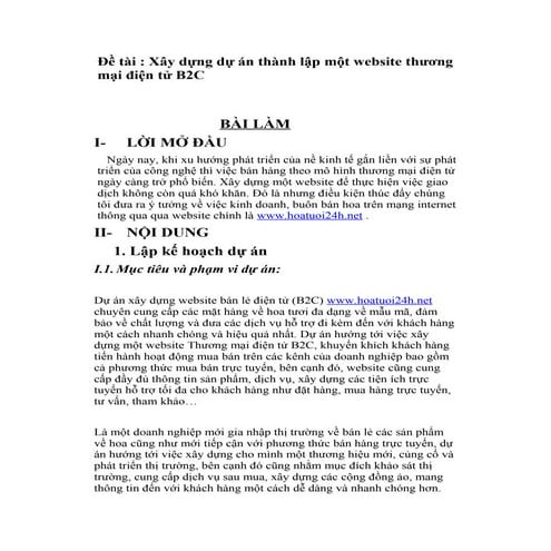  xây dựng kế hoạch dự án thương mại điện tử