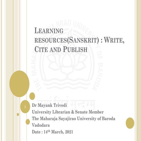  Learning resources(Sanskrit) : Write, Cite and Publish