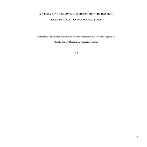 A STUDY ON CUSTOMER SATISFACTION IN RAMESH ELECTRICALS AND CONTRACTORS
