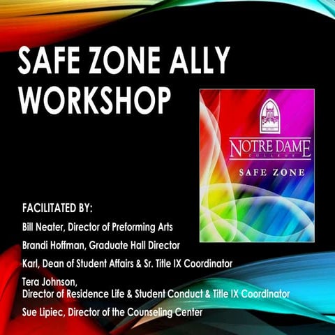 Safe Zone Ally Workshop adapted for Notre Dame College