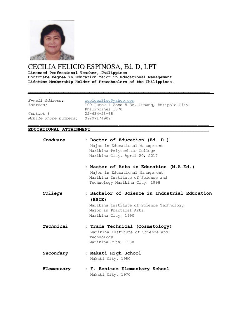 Format of a cv pdf image