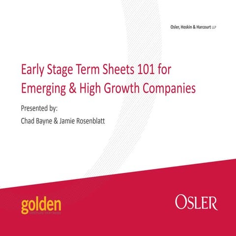 Early Stage Term Sheet 101 for Emerging & High Growth Companies