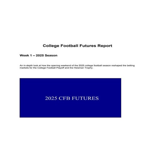 College Football Futures Report – Week 1 (2025 Season)