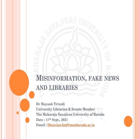 Misinformation, Disinformation, Malinformation, fake news and libraries