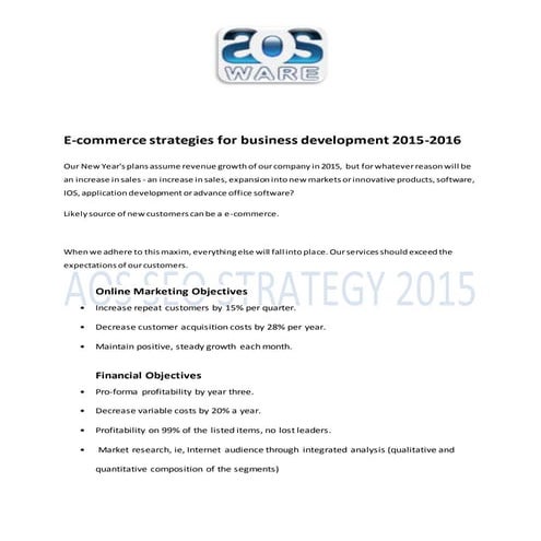E-commerce strategies for business development 2015-2016