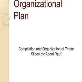 Basics of Organizational Plans