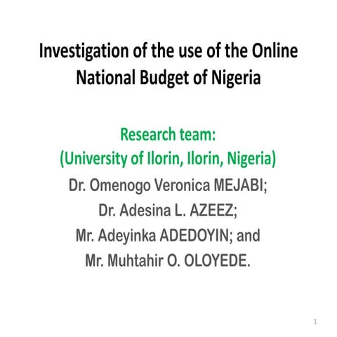 ODDC Context - An Investigation of the use of the Online National Budget of N...