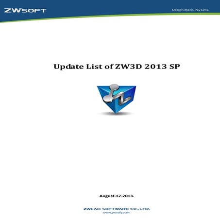 Update list of ZW3D 2013 SP