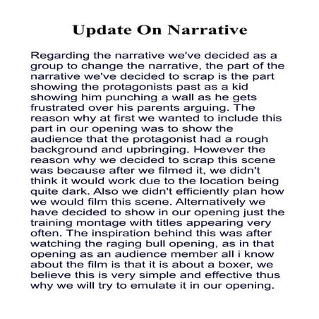 Update on narrative