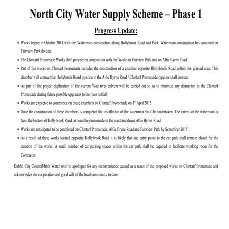 UpdateonNorthArterialWatermain
