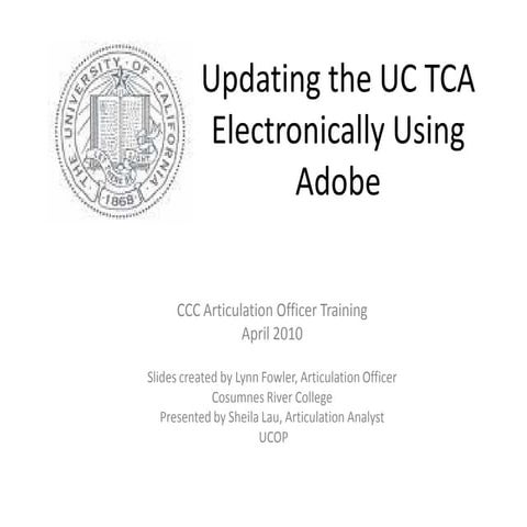 Updating the UC TCA using Adobe
