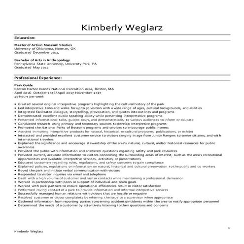 Long Form Resume