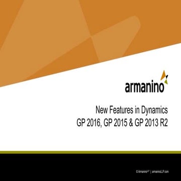New Features in Dynamics GP 2016, GP 2015 & GP 2013 R2