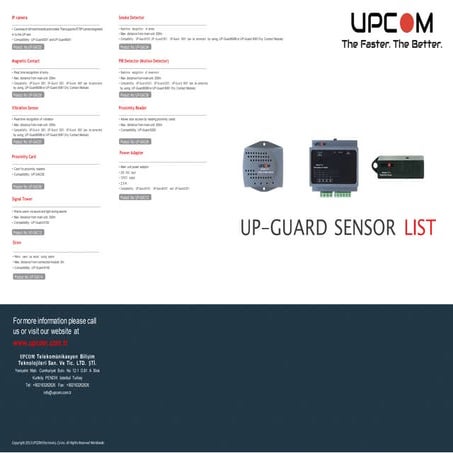 Up guard sensor list