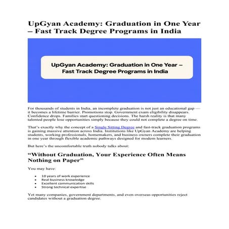 Fast track graduation and degree course | DOC