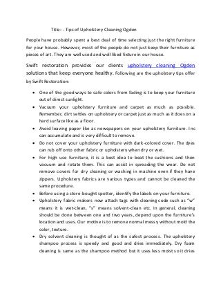 upholstery cleaning tips