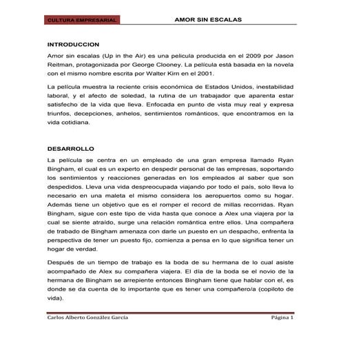 Reseña pelicula Up in the air