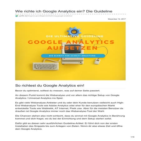 Upliftr.de - Wie richte ich Google Analytics ein | Die Guideline