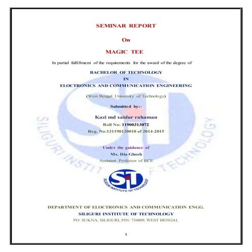 Seminar on ''Magic tee"  by kazi md saidur rahaman