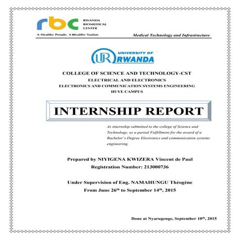 Internship report done by Vincent de Paul
