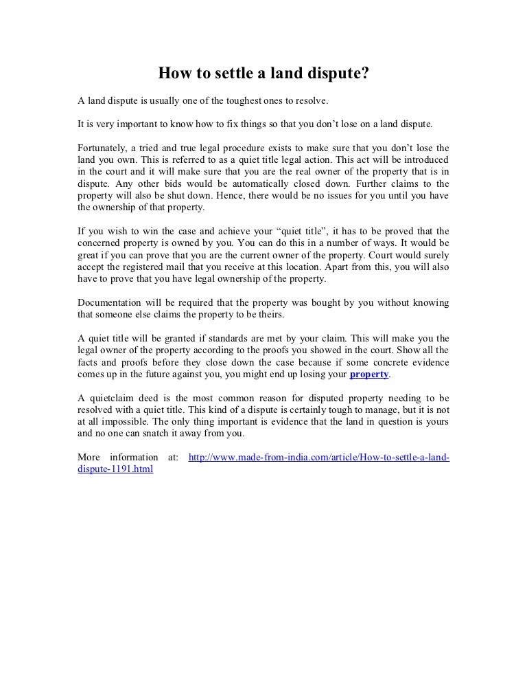 How to settle a land dispute?