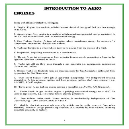 Study of Aero Engines