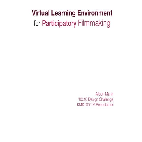 Design Brief for a Virtual Learning Environment for Participatory Filmmaking