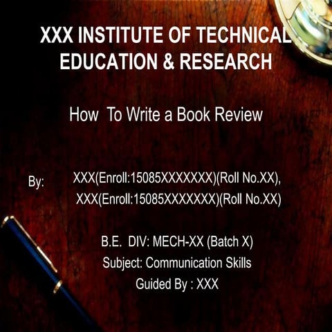 Presentation on How To Write Book review | PPTX