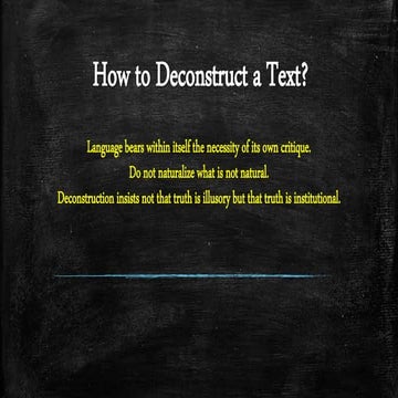 How to Deconstruct a Text?