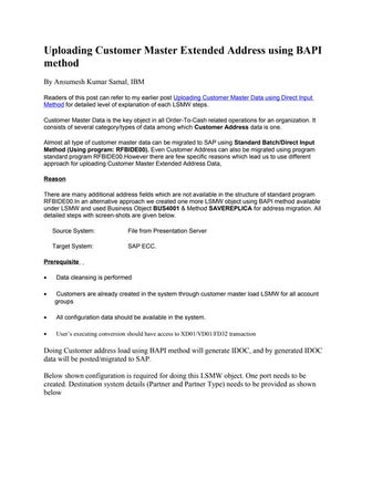 Uploading customer master extended address using bapi method