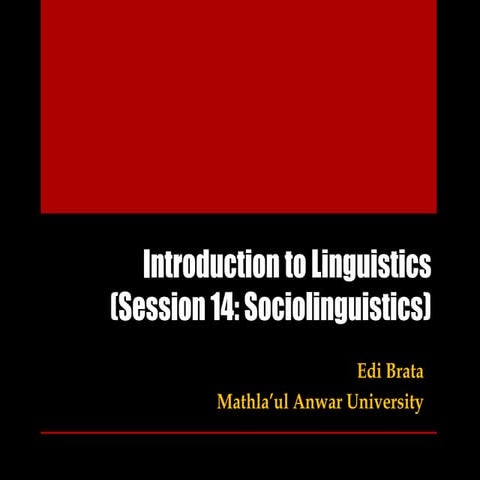 Intro. to Linguistics_14 Sociolinguistics