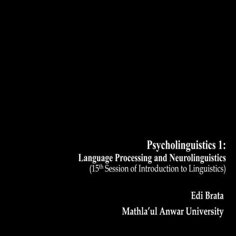 Intro. to Linguistics_15 Psycholinguistics 1