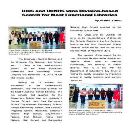 UICS and UCNHS wins Division-based Search for Most Functional Libraries