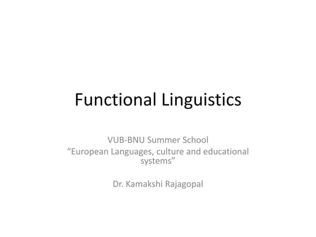 Functional Linguistics