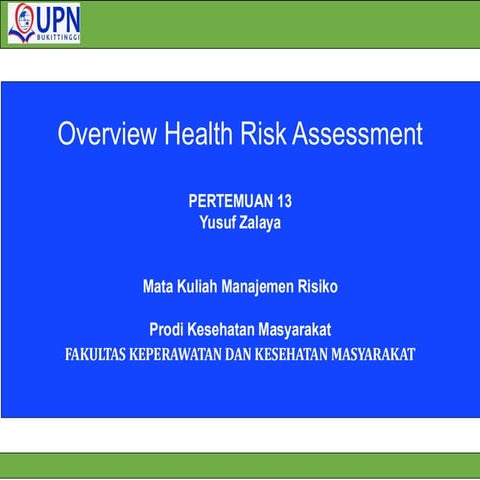 Heath Risk Assessment an Overview For Beginner | PDF