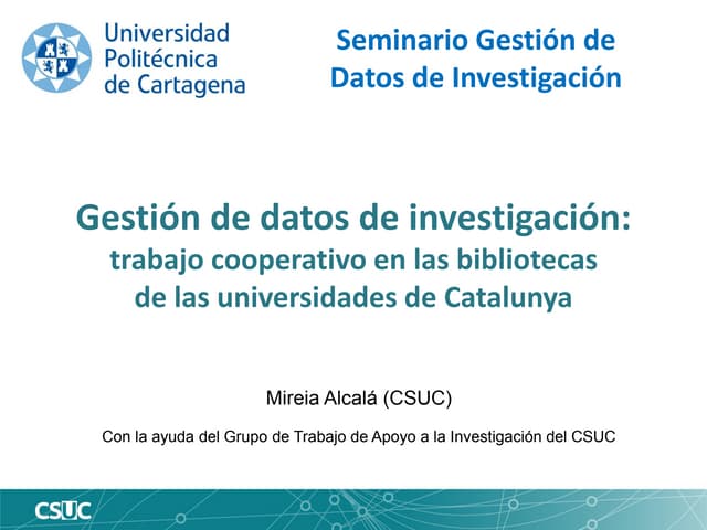 Gestión de datos de investigación: trabajo cooperativo en las bibliotecas de ...