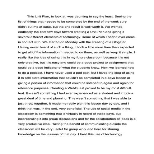 Unit Plan Reflection