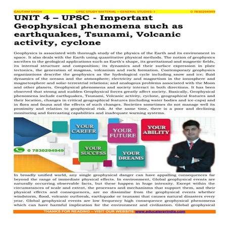 Upsc   important geophysical phenomena such as earthquakes, tsunami, volcanic...