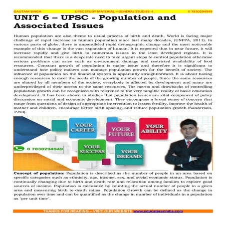 Upsc   population and associated issues