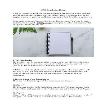 Upsc post and salary 